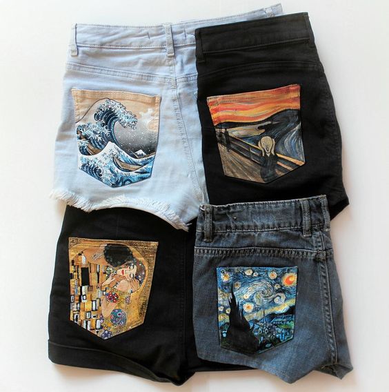 Denim shorts with customised pockets