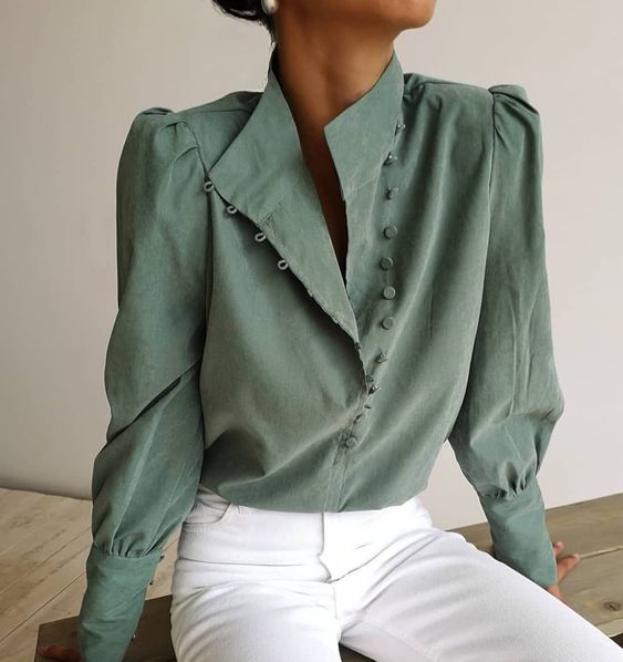 Women's blouse with top puff sleeves