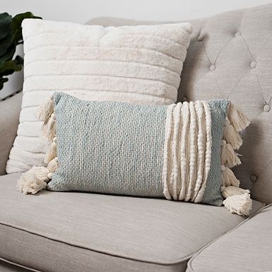 Tassel cushions in recycled materials