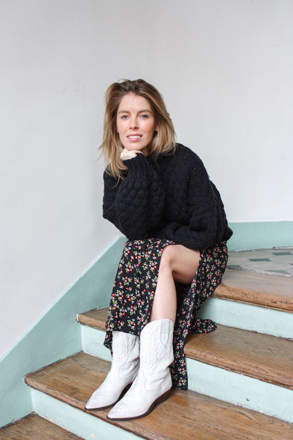 Long skirt after upcycling