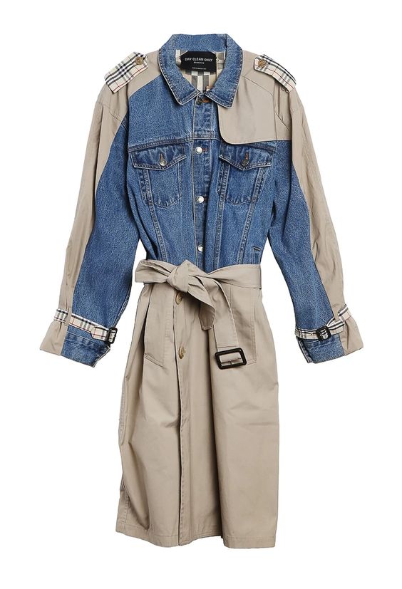Upcycled trench coat made from denim