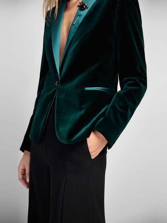 Green velvet suit jacket