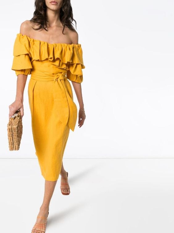 Gathered flounce dress