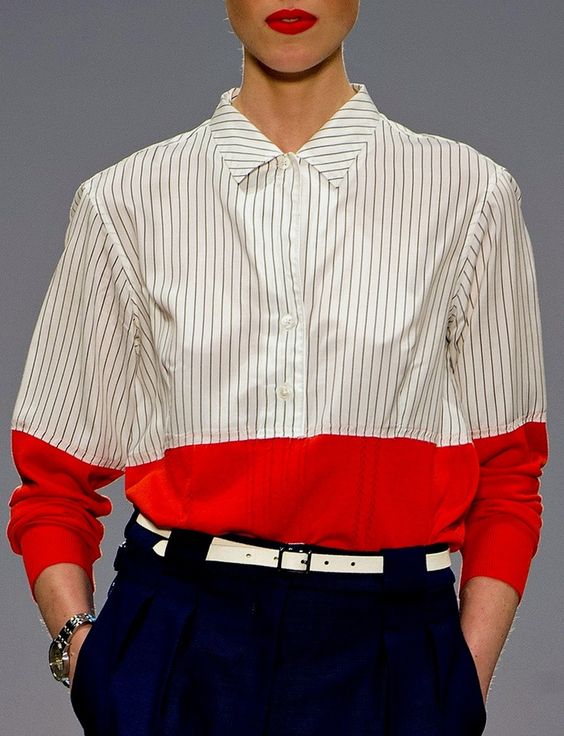 Bi-material and coloured shirt