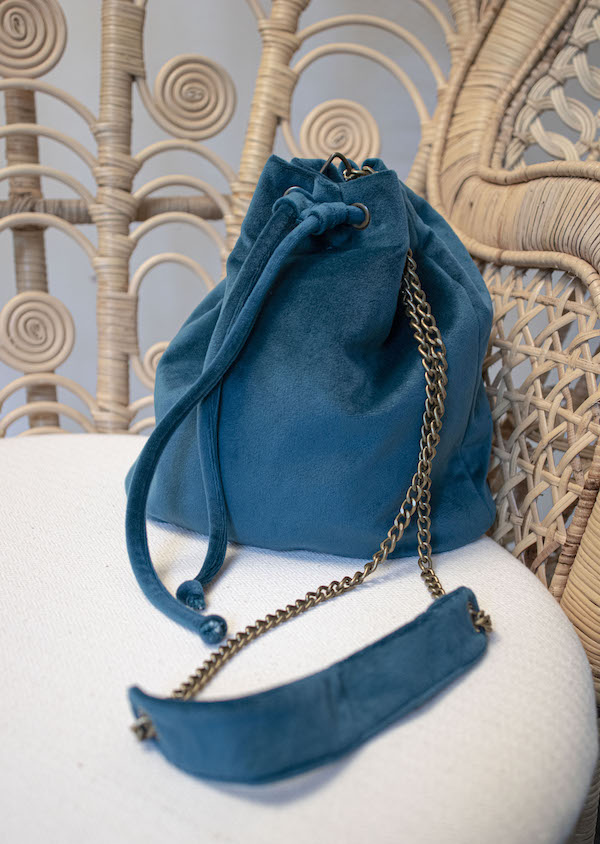 Upcycled velvet purse made from Madura curtain scraps