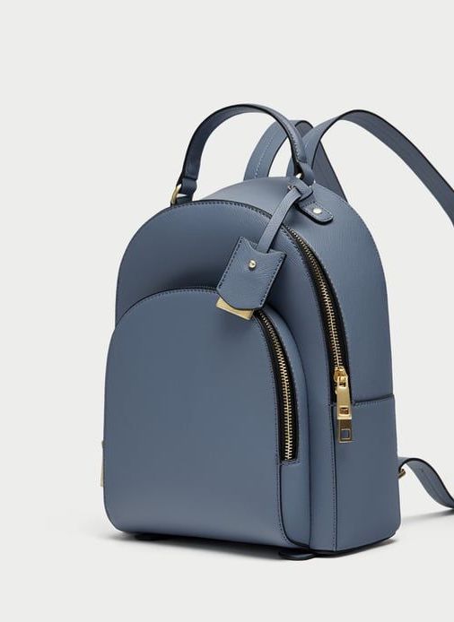 Blue leather backpack