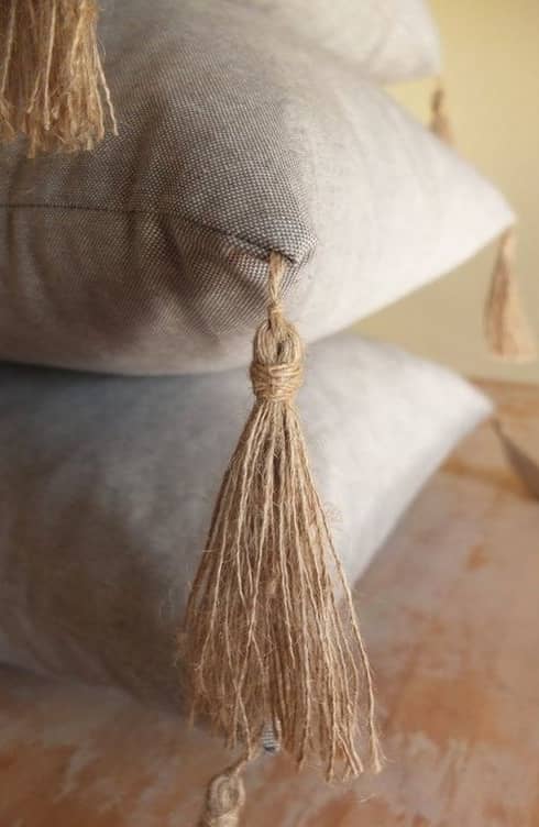 Fringed cushion for reusing customised curtains