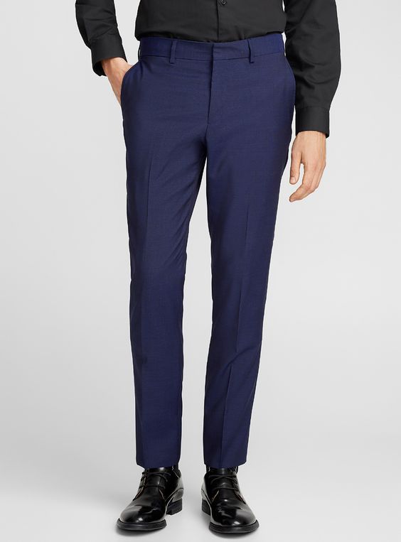 Slim-fitting navy blue men's suit Trousers