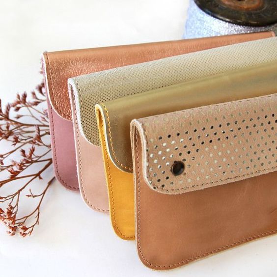 Sequin imitation leather ticket pockets