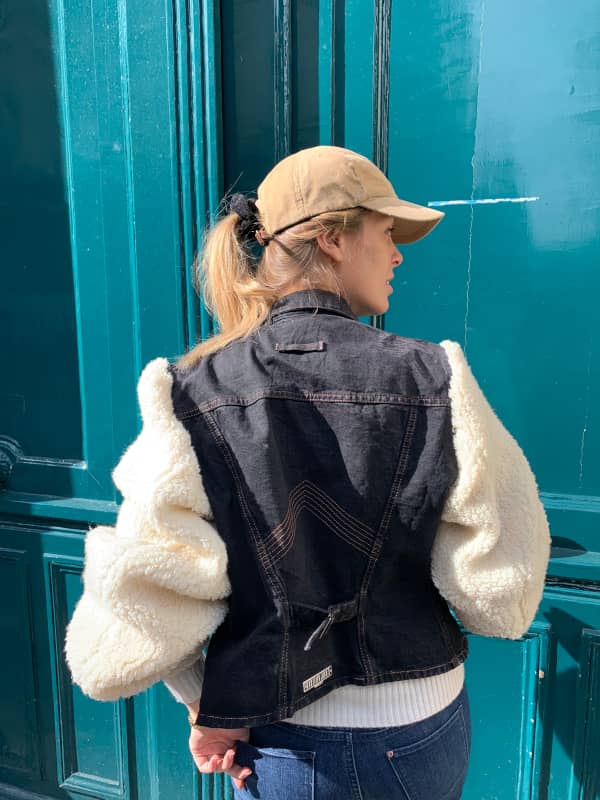 Denim and fleece coat