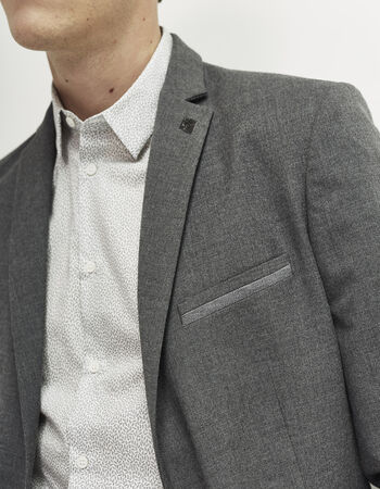 Grey men's jacket with piped pocket