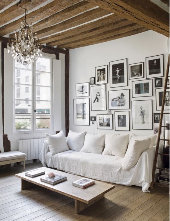 Cosy living room with white sofa