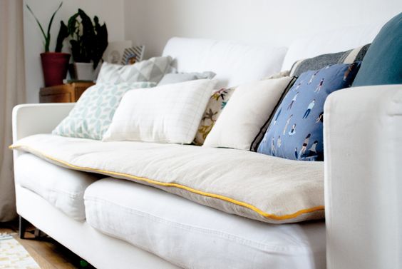 Cushion covers reupholstered in old fabrics