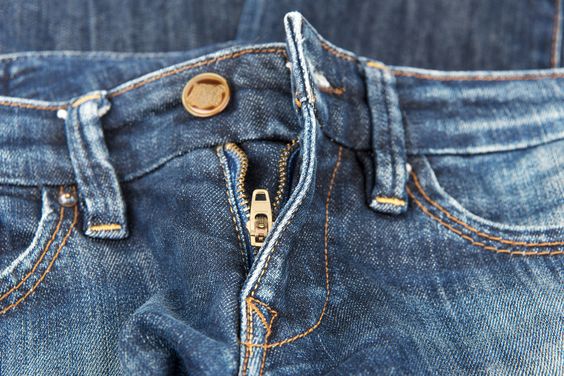 Fly of jeans ajar