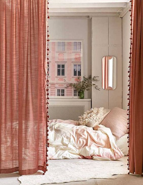 Long curtains on bedroom