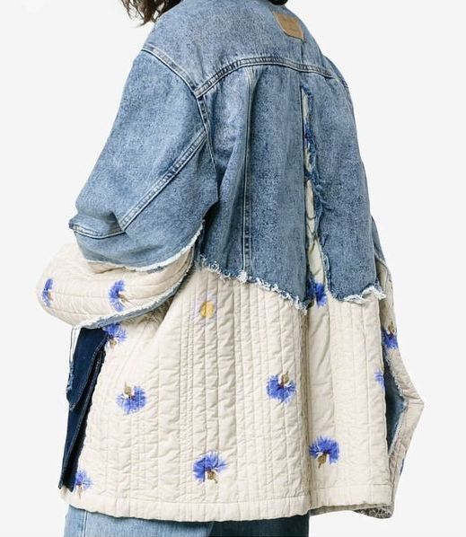 Denim jacket with quilted inserts