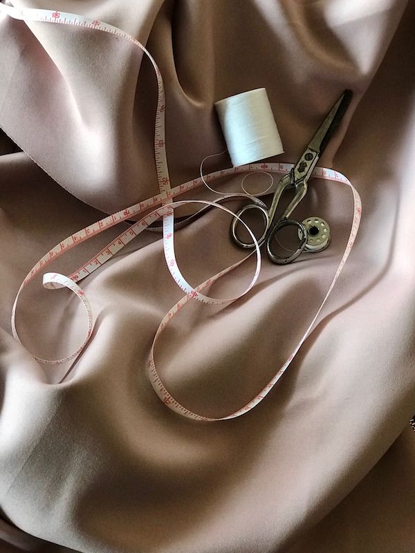 Sewing equipment on fabric
