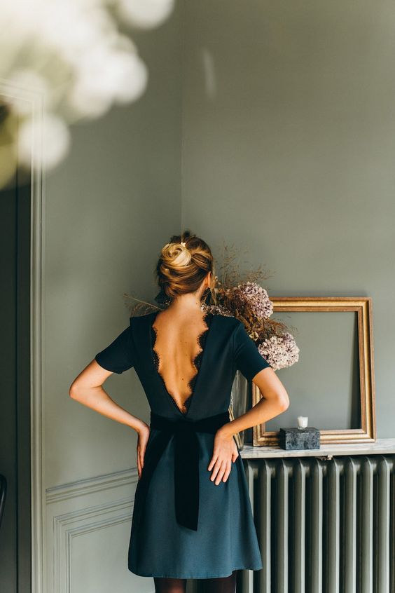 Dark green halter dress
