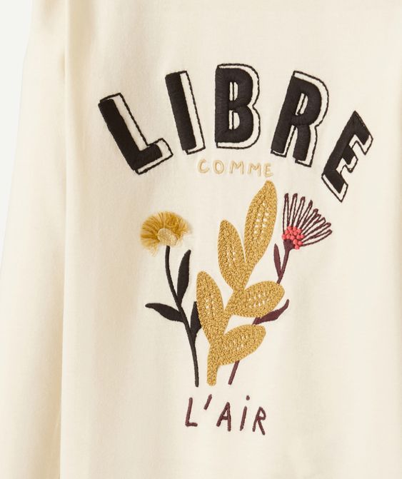 Free as a bird embroidered cotton T-shirt
