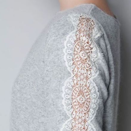 Wool jumper, lace sleeve opening from shoulder to wrist