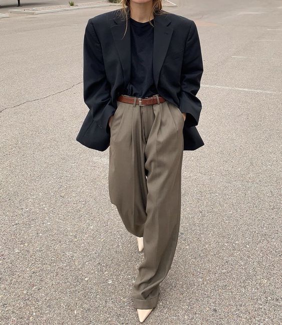 Long, wide leg, plain Trousers