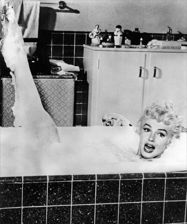 Marilyn Monroe in a bubble bath