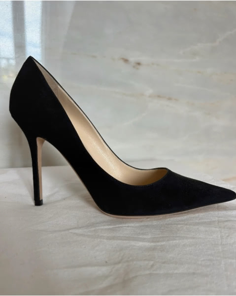 Leather and suede heels